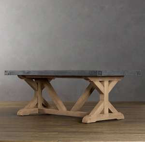 میز بتنی با پایه چوبی کلاسیک